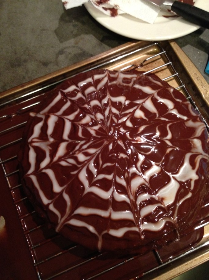 Covered cake, with icing design