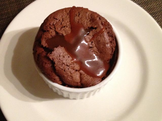 Chocolate Souffle with Caramel