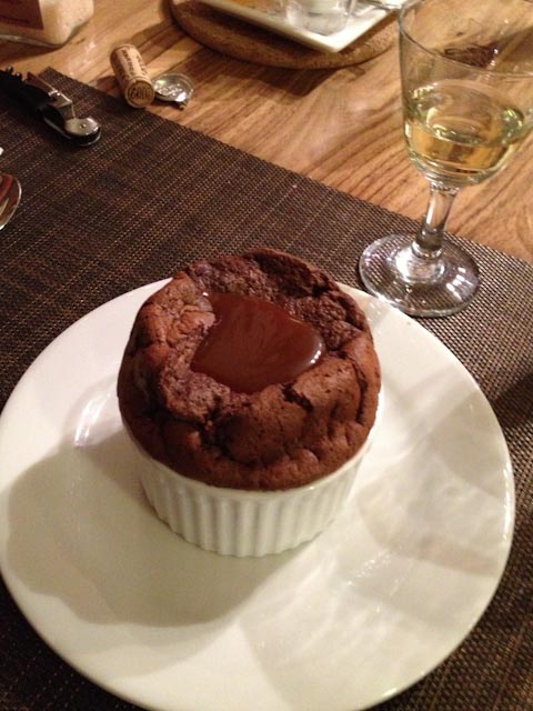 Chocolate Souffle with Caramel